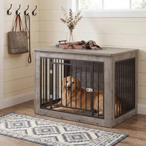 Furniture-Style Wooden Dog Crate End Table