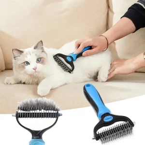 Double-Sided Stainless Steel Pet Grooming Brush